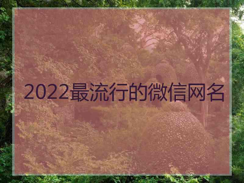 2022最流行的微信网名