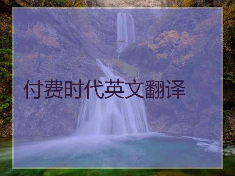 付费时代英文翻译