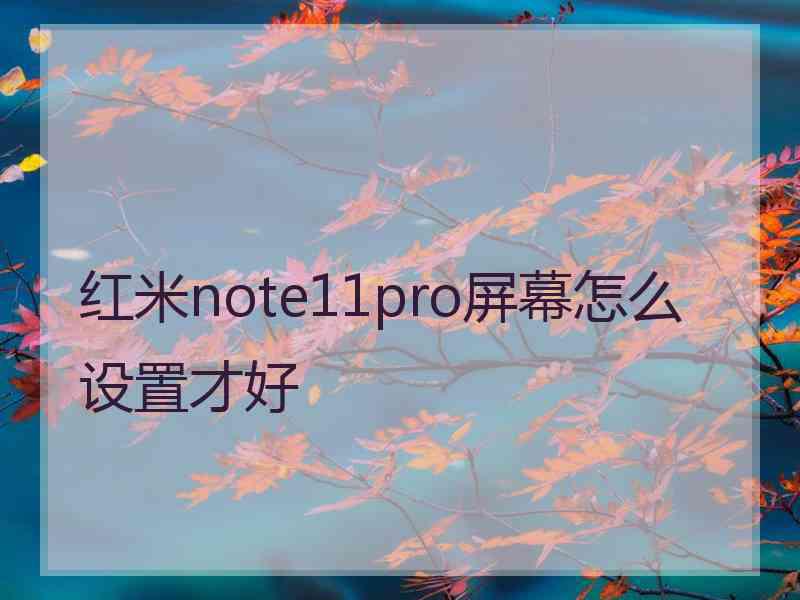 红米note11pro屏幕怎么设置才好