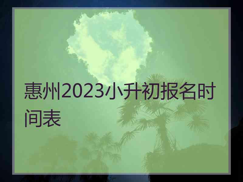 惠州2023小升初报名时间表