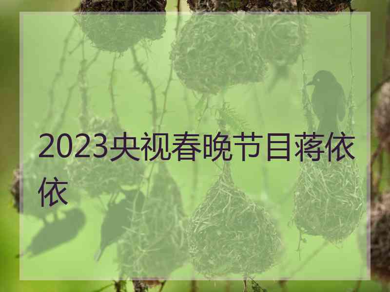 2023央视春晚节目蒋依依