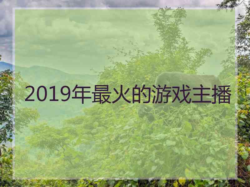 2019年最火的游戏主播