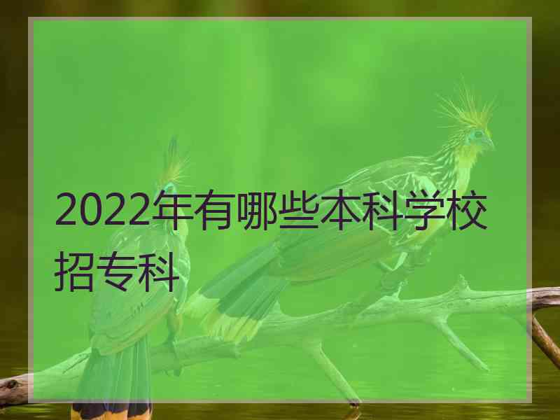 2022年有哪些本科学校招专科