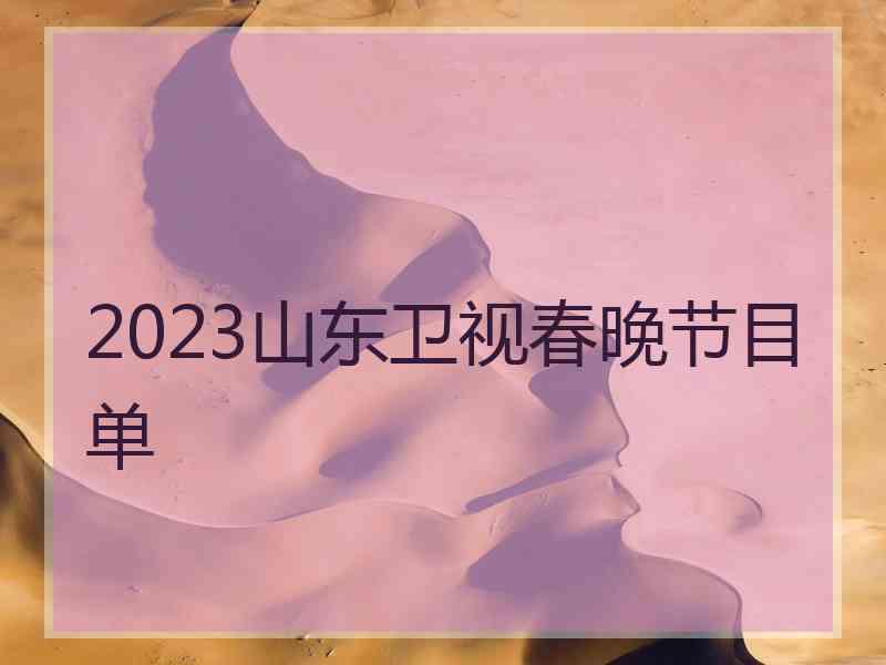 2023山东卫视春晚节目单