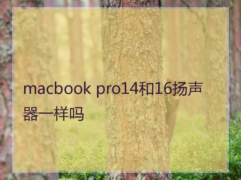 macbook pro14和16扬声器一样吗