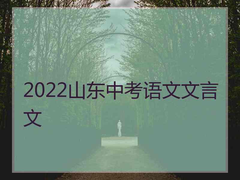 2022山东中考语文文言文