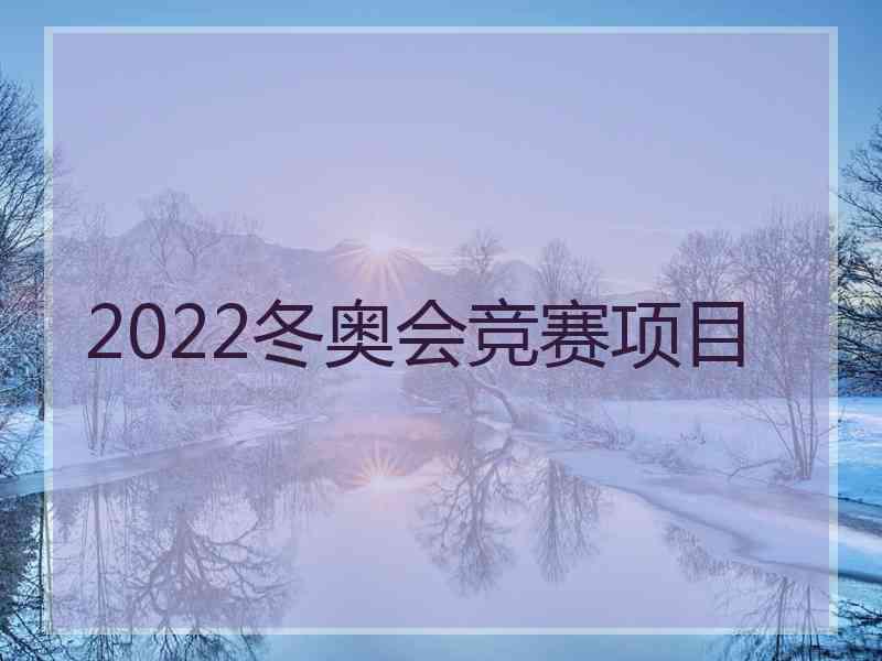 2022冬奥会竞赛项目