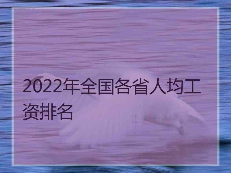 2022年全国各省人均工资排名