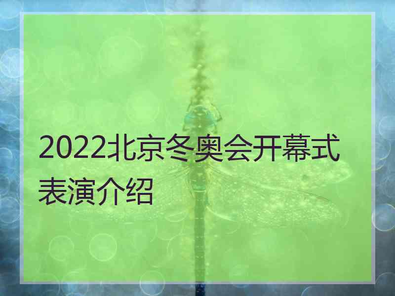 2022北京冬奥会开幕式表演介绍