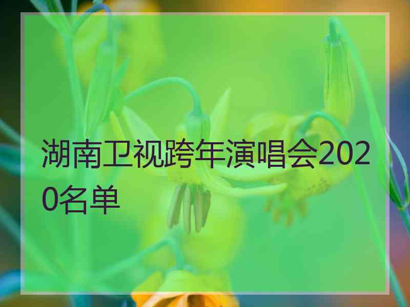 湖南卫视跨年演唱会2020名单