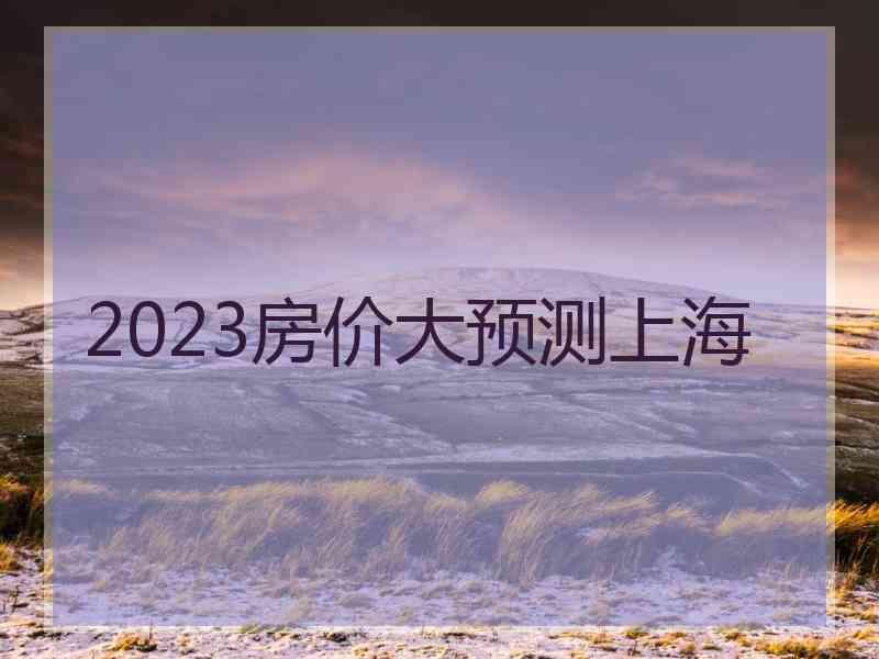 2023房价大预测上海