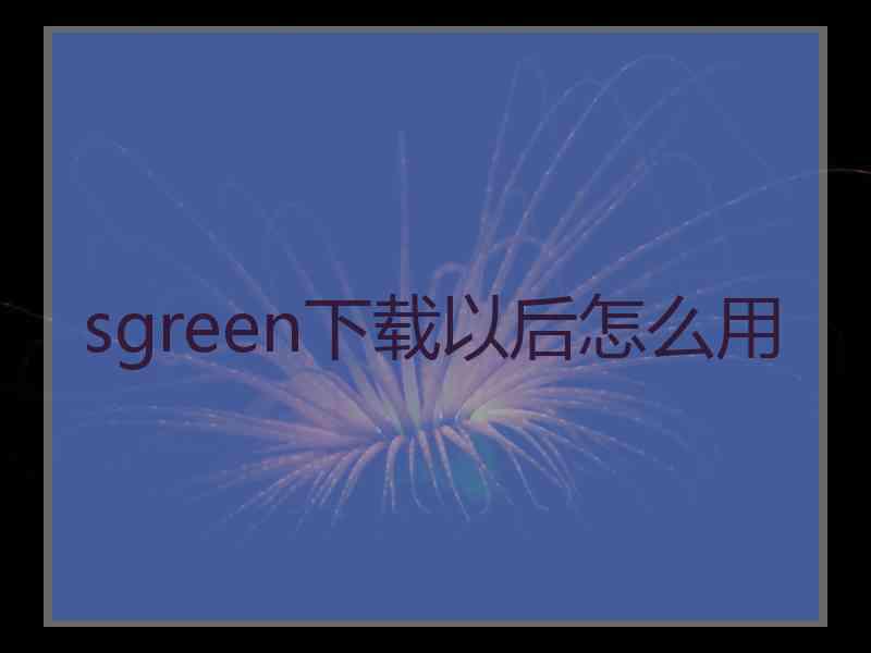 sgreen下载以后怎么用