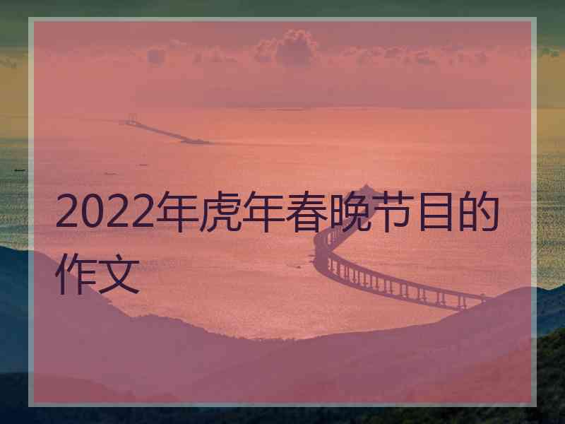 2022年虎年春晚节目的作文