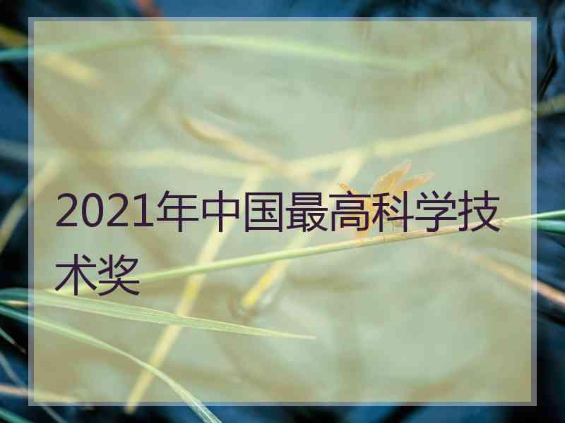 2021年中国最高科学技术奖