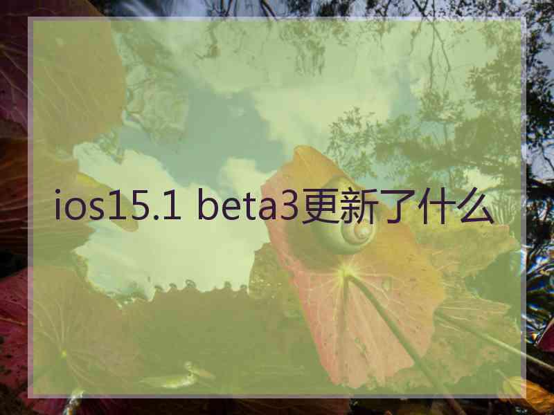 ios15.1 beta3更新了什么