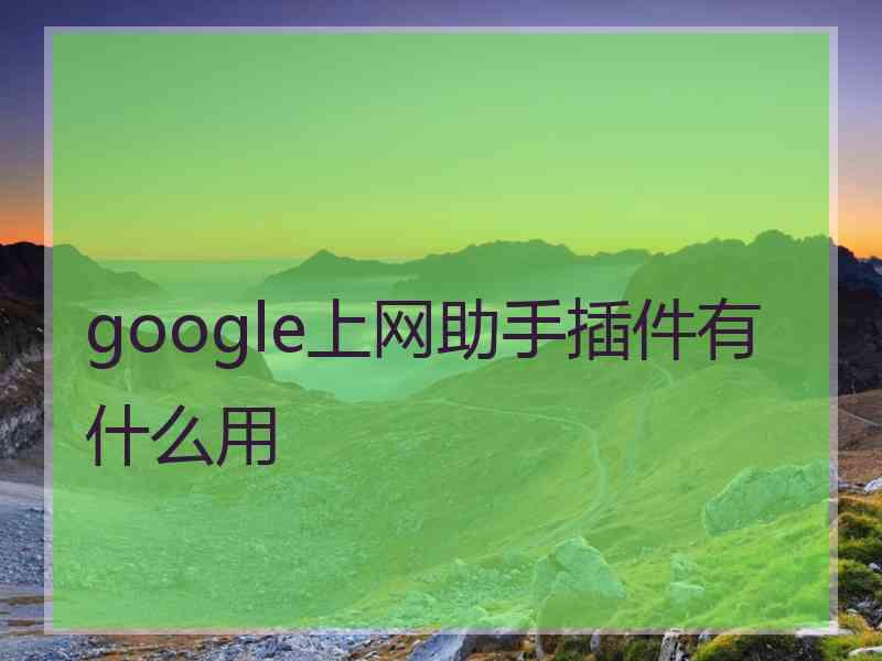 google上网助手插件有什么用