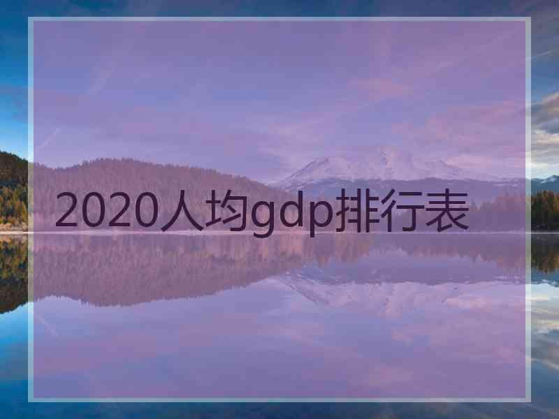 2020人均gdp排行表