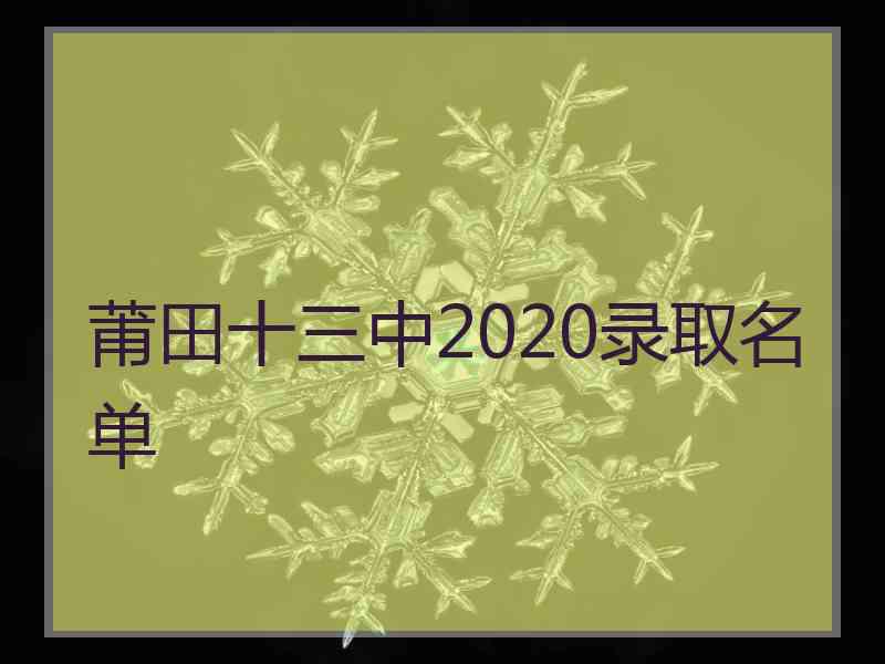 莆田十三中2020录取名单