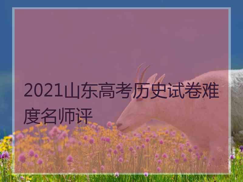 2021山东高考历史试卷难度名师评