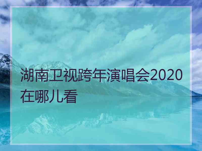 湖南卫视跨年演唱会2020在哪儿看