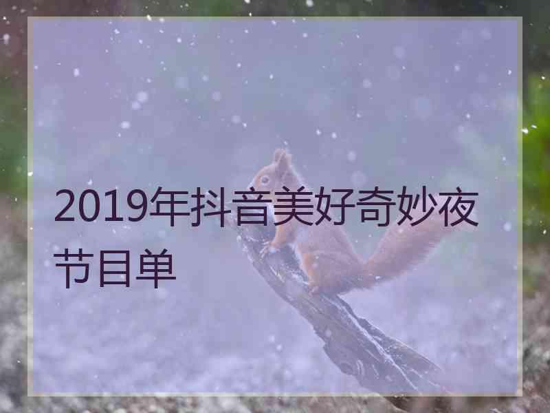 2019年抖音美好奇妙夜节目单