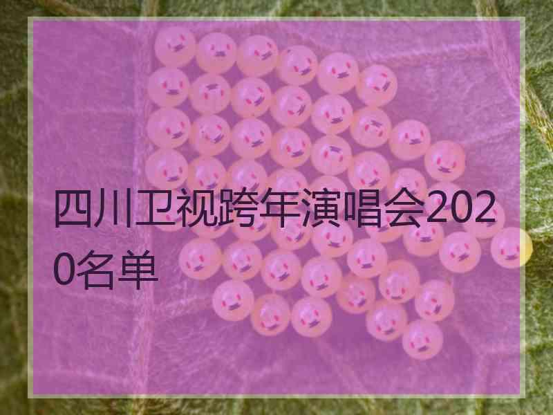 四川卫视跨年演唱会2020名单