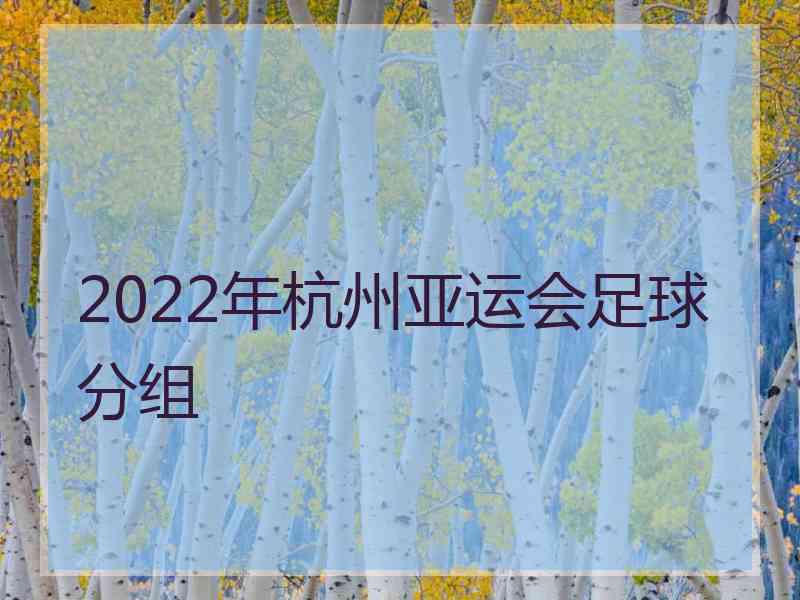 2022年杭州亚运会足球分组