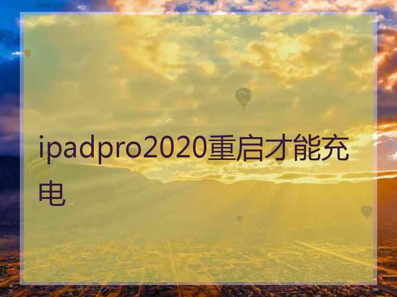 ipadpro2020重启才能充电