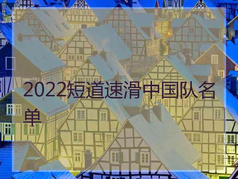 2022短道速滑中国队名单