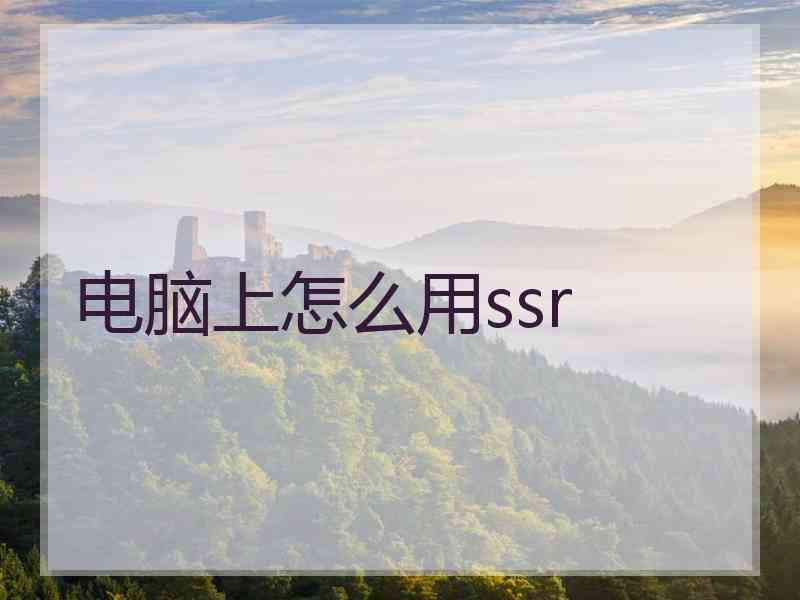 电脑上怎么用ssr