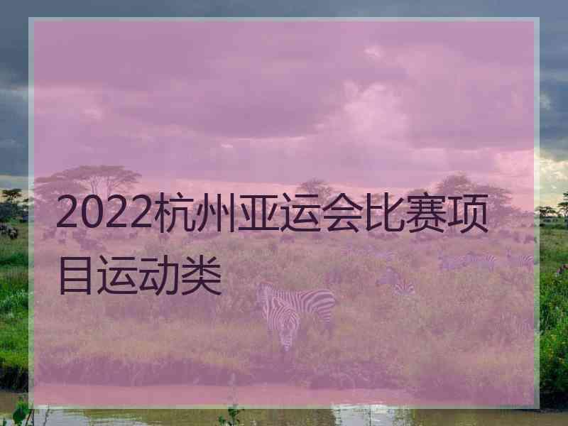 2022杭州亚运会比赛项目运动类