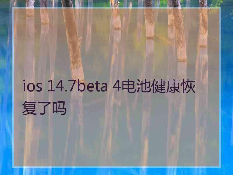 ios 14.7beta 4电池健康恢复了吗