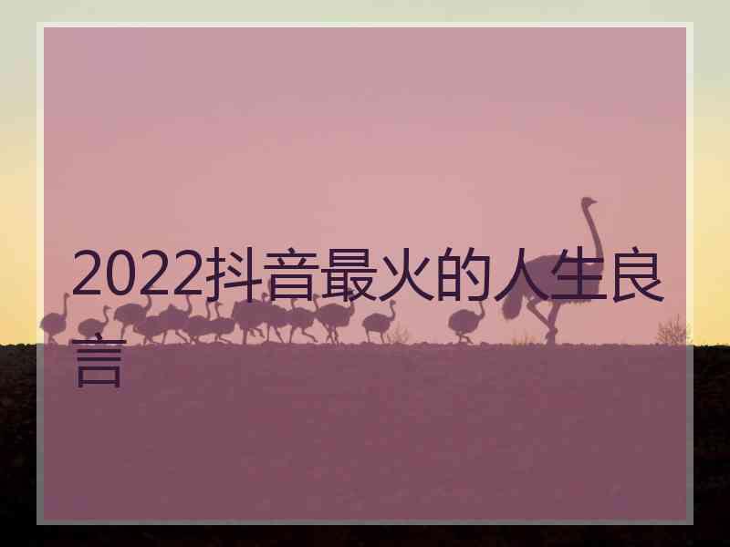 2022抖音最火的人生良言