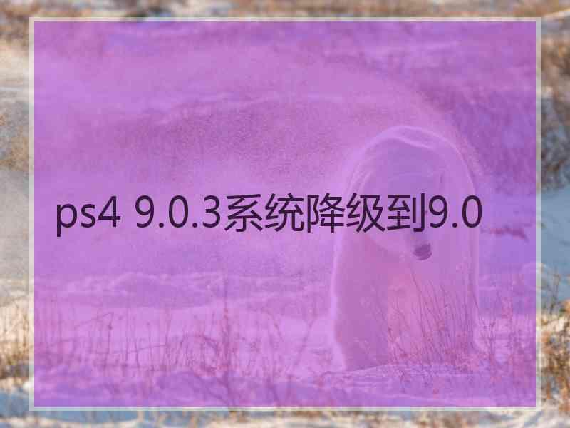 ps4 9.0.3系统降级到9.0