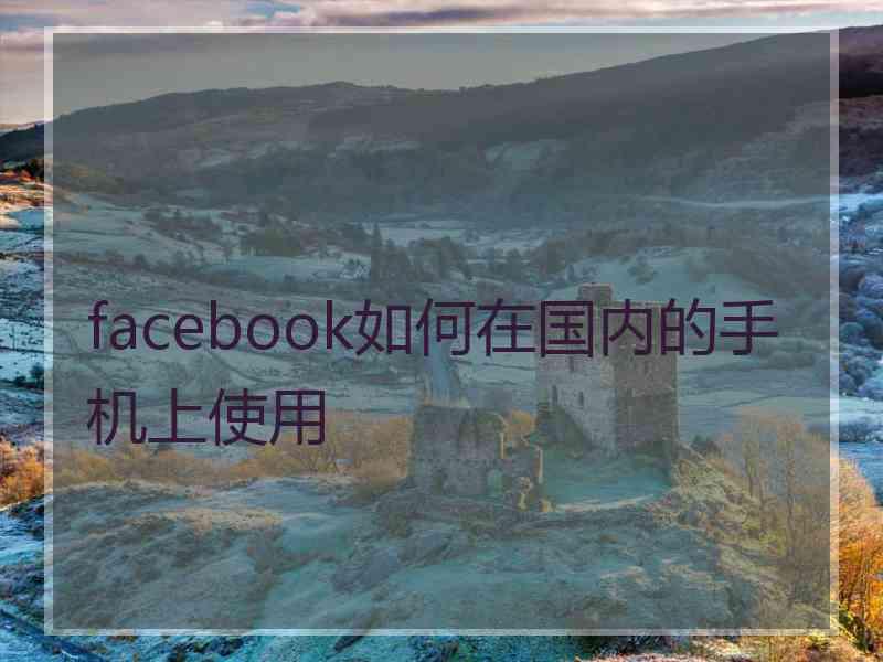 facebook如何在国内的手机上使用