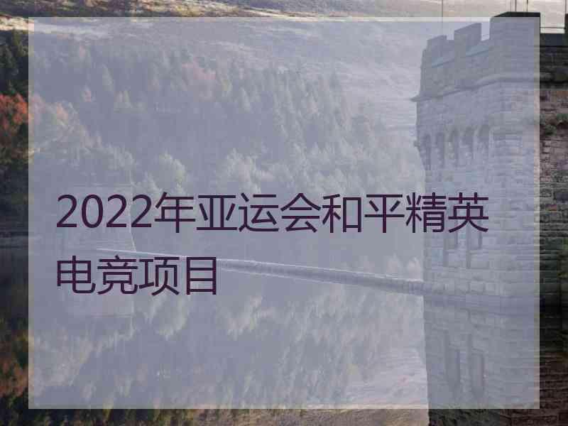 2022年亚运会和平精英电竞项目