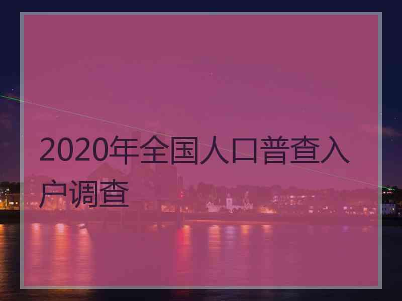 2020年全国人口普查入户调查