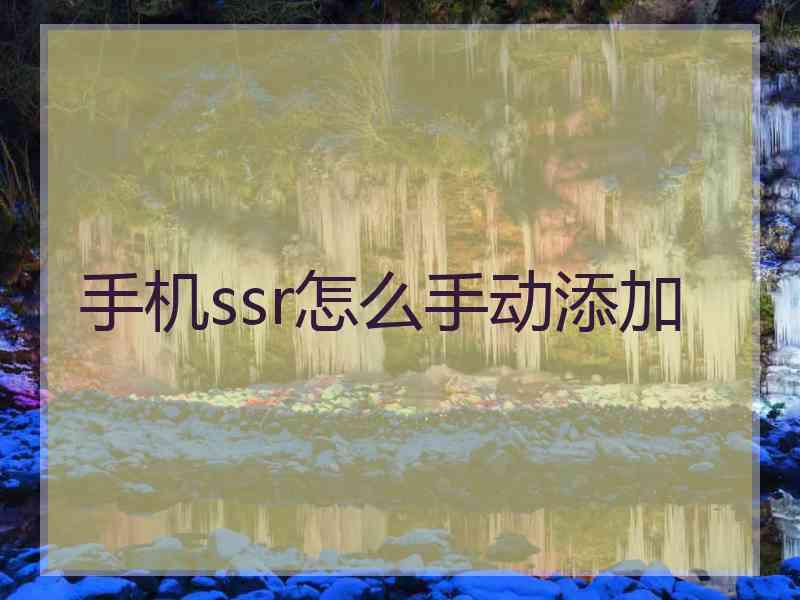 手机ssr怎么手动添加