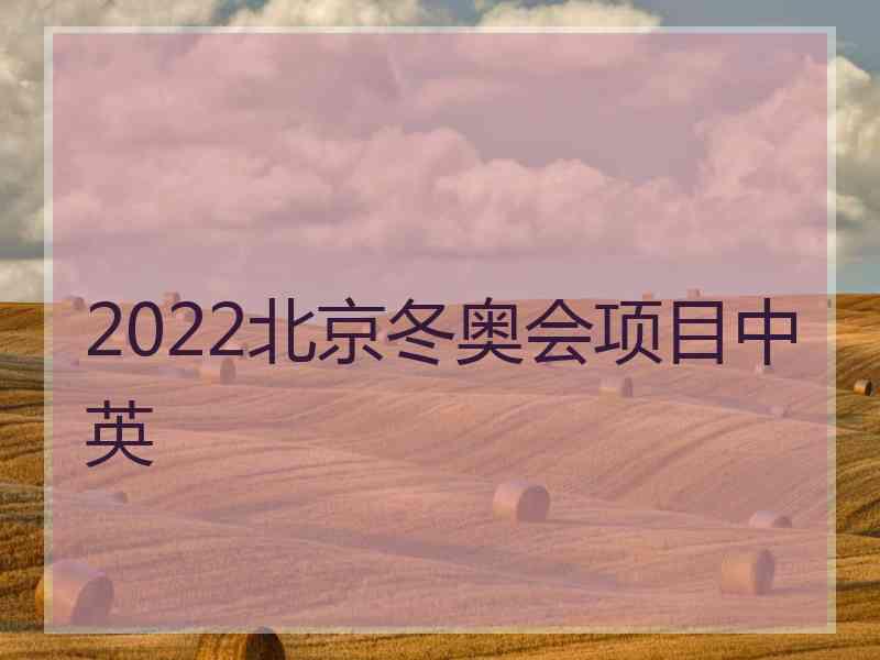 2022北京冬奥会项目中英