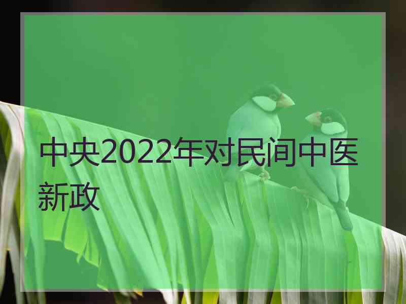 中央2022年对民间中医新政