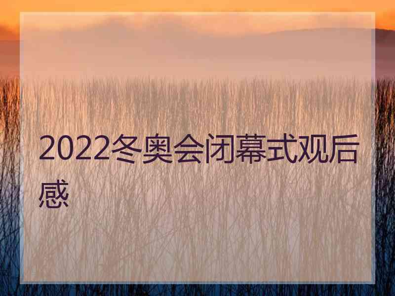 2022冬奥会闭幕式观后感