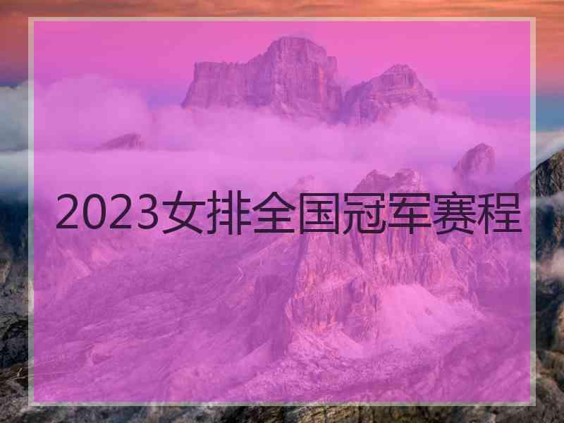 2023女排全国冠军赛程