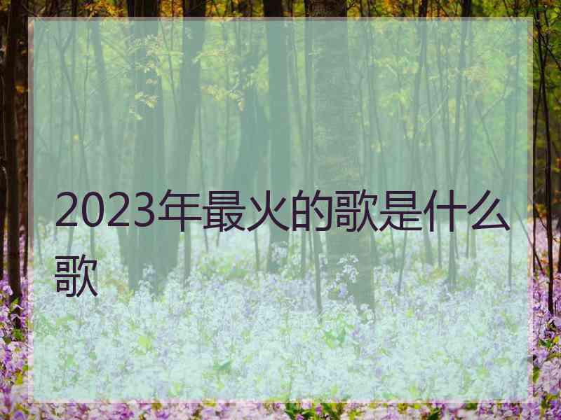 2023年最火的歌是什么歌