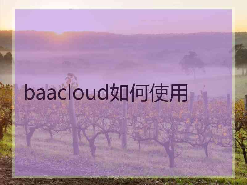 baacloud如何使用