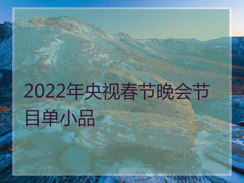 2022年央视春节晚会节目单小品