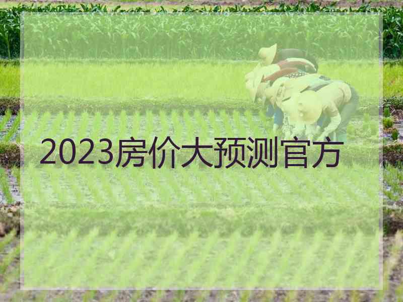 2023房价大预测官方