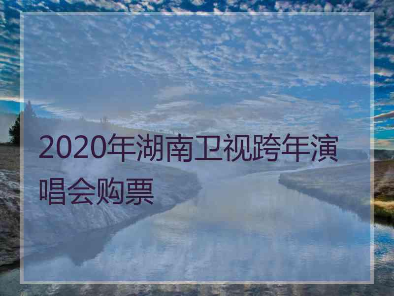 2020年湖南卫视跨年演唱会购票