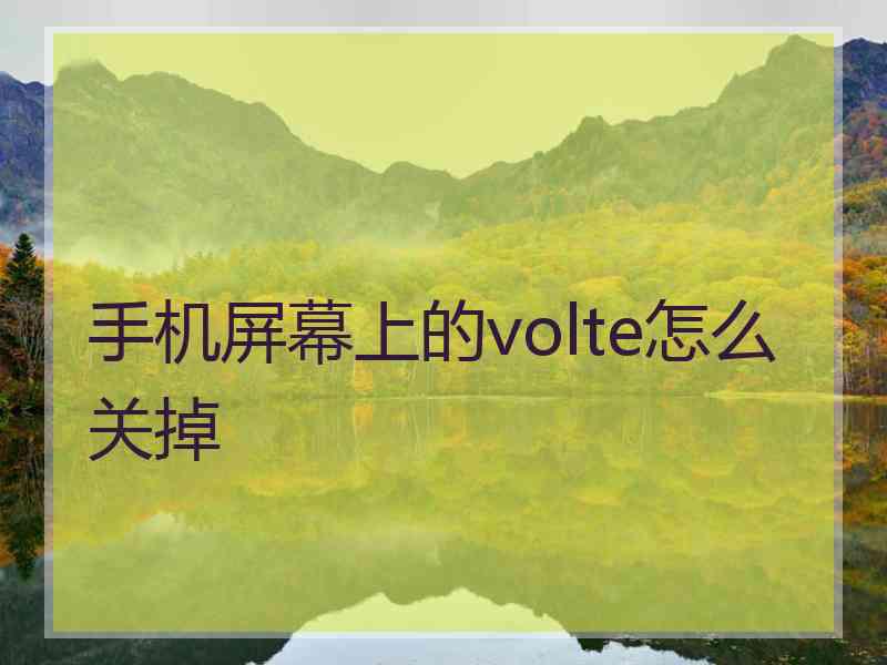 手机屏幕上的volte怎么关掉