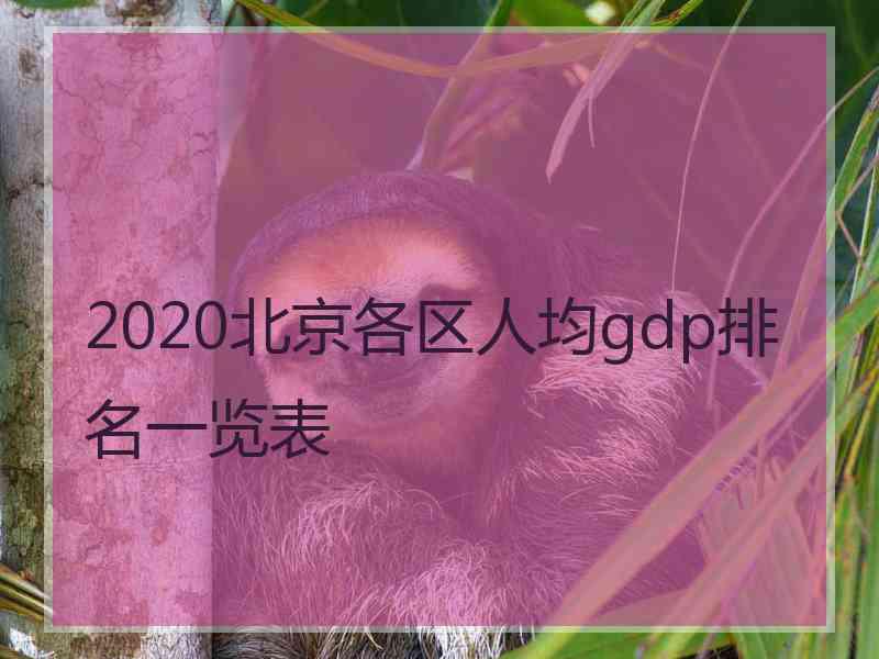 2020北京各区人均gdp排名一览表