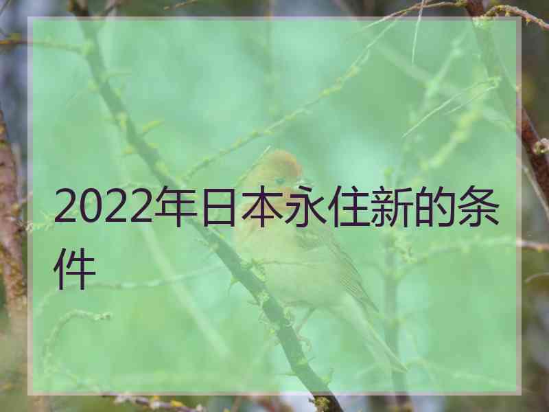 2022年日本永住新的条件